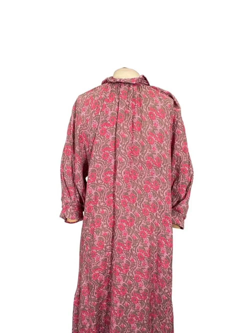 Wiggy Kit Linen Floral Tiered Boho Maxi Dress Size Small - Picture 8 of 11